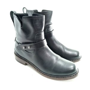 Rag &‎ Bone Ashford Black Leather Moto Biker Ankle Boots Booties